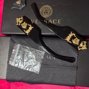 Versace Black and Gold replacements handle with screws and leather center logo